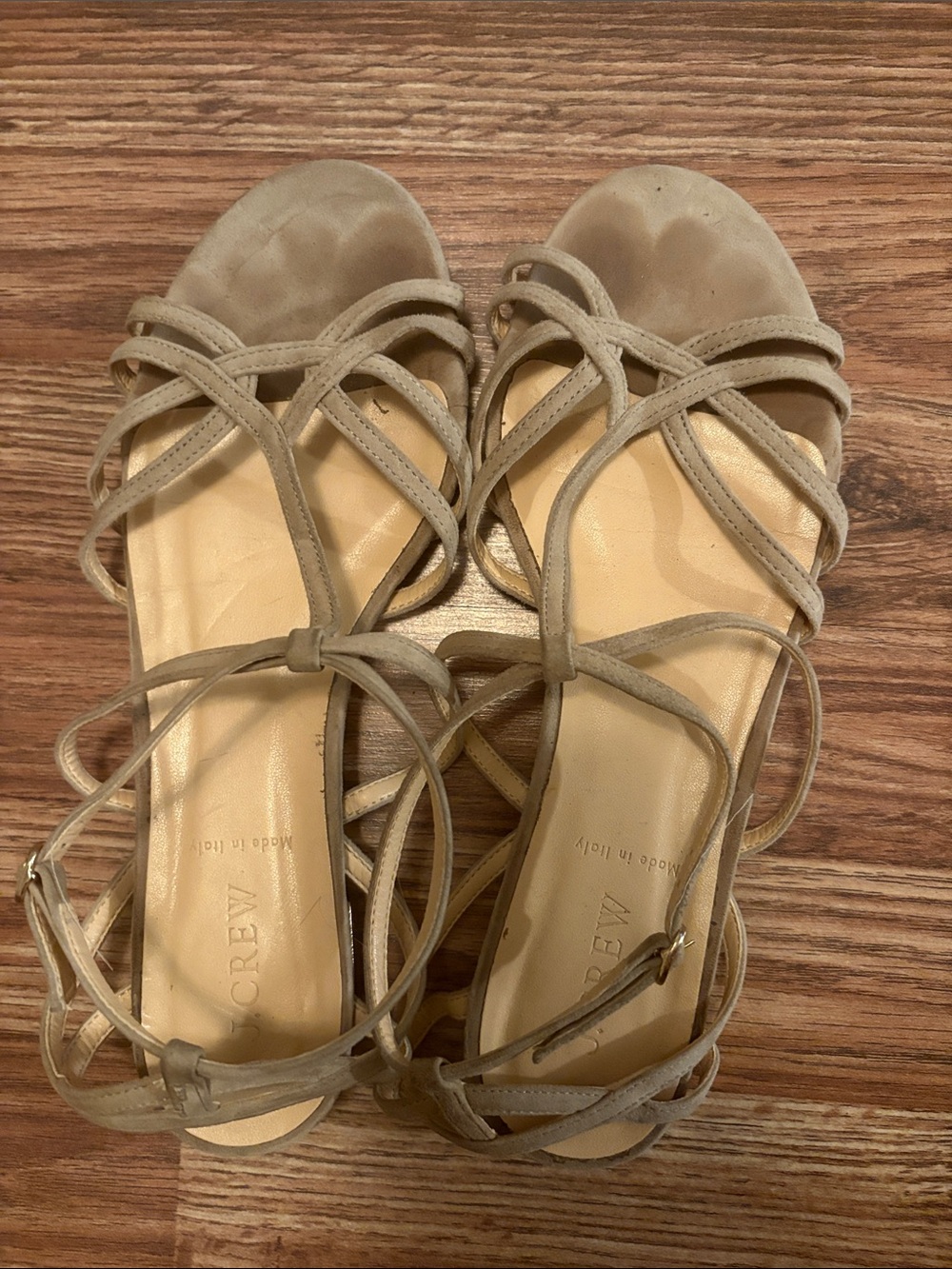 J. Crew Taupe Suede Strappy Lace-Up Sandals